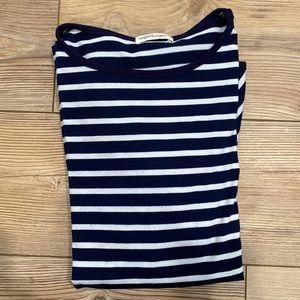 Regenbogen Blue/white striped long sleeve shirt with puffy sleeves Size M